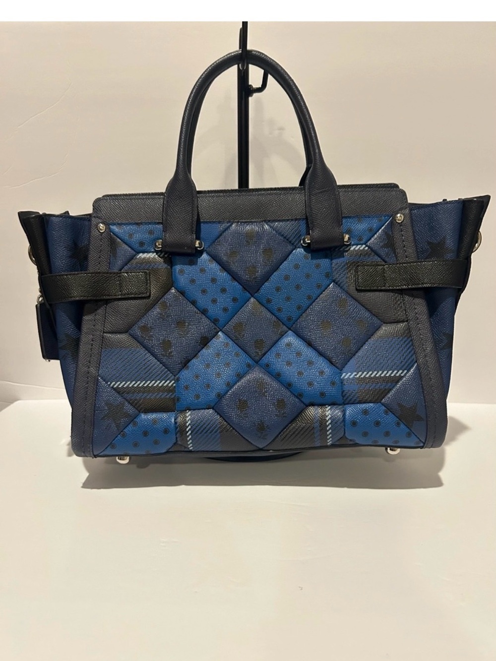 Coach RARE Swagger Carryall Patchwork Calico Plaid Multi Satchel Crossbody - NWT - Picture 3 of 12